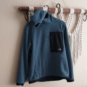 Mountain Hardwear Blue Quarter Zip Fleece Hoody Men's M